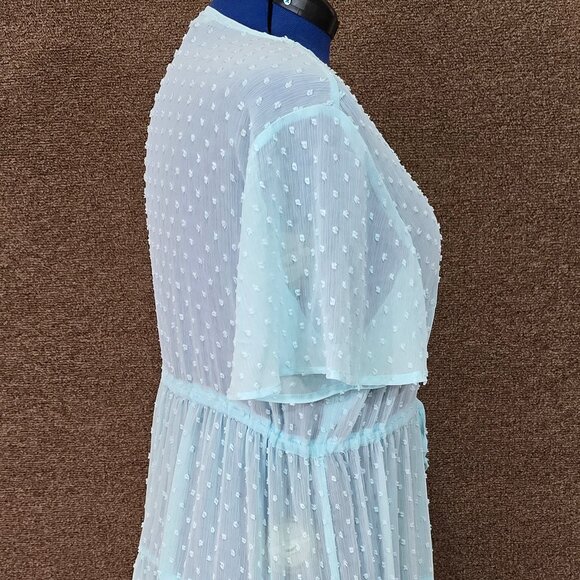 Torrid Clip Dot Tiered Kimono Light Blue Sz 1 Pre Owned - Picture 4 of 7